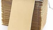 Blank Manila Shipping Tags with Elastic String - Coideal 120 PCS Strung Cardstock Paper Tags Attached Reinforced Hole, 4 3/4" x 2 3/8"