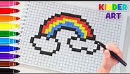 Рисунки по клеточкам - Радуга с облаками | How to draw a rainbow - Pixel Art