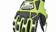 Youngstown Gloves Cut Resistant Titan XT Vibration & Impact Dampening Work Gloves For Men - Kevlar Lined, Puncture Resistant- Lime Green, Small