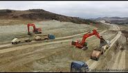 Hitachi 850 Excavators loading bottom dumps