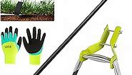 Garden Hoe, 74 Inches Hula Hoe, Adjustable Stirrup Hoe with Gardening Gloves, Garden Tools for Weeding and Loosening Soil