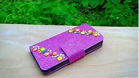 DIY Purple Phone Cover/Case from Cardboard and Glitter Foam