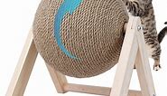Cat Scratcher Toy, Cat Scratching Ball Toy, Natural Sisal Scratcher Ball, Spinning Cat Ball Toy, Solid Wood Scratching Toy for Cats & Kittens, Indoor Interactive Pet Toy