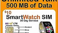 SpeedTalk Mobile $10 Smart Watch SIM Card Unlimited Minutes Call/Talk & 500MB Data for 4G LTE GSM Smartwatches and Wearables | 3 in 1 Simcard | 30 Days Service - USA Canada & Mexico Roaming