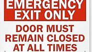 "Emergency Exit Only - Door Must Remain Closed at All Times" Sign by SmartSign | 10" x 7" 3M Reflective Aluminum