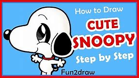 How to Draw Cute Cartoons Step by Step - Snoopy from Charlie Brown - Drawing Tutorials Fun2draw