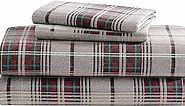 Eddie Bauer - King Sheets, Cotton Flannel Bedding Set, Brushed for Extra Softness, Cozy Home Decor (Montlake Plaid, King)