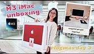 Unboxing my Pink iMac M3 | Desk Tour & Computer Set Up | Vlogmas Day 3
