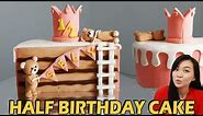 How to make Half Birthday Cake | Half Birthday Cake for Baby Girl | 6 Months Birthday Cake |1/2 cake