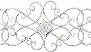 White Flower Scroll Metal Wall Art Decor 32" x 13", Hanging Vintage Large Floral Wrought Iron Wall Decor, Farmhouse Wall Sculptures Decorations for Living Room Bedroom Indoor Outdoor