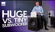 Huge vs. Tiny Subwoofer | Why You Need A Subwoofer for Home Theater, Music