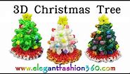 Rainbow Loom Christmas Tree 3D and Skirt Charm Holiday/Ornaments- How to Loom Band tutorial