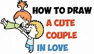 How to Draw Cute Cartoon Couple in Love Holding Hands Easy Step by Step Drawing (Kawaii Chibi )