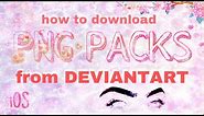 how to download PNG packs from DEVIANTART (iOS)