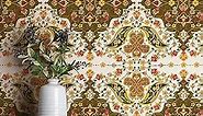 Vintage Wallpaper Peel and Stick Paisley Floral Wallpaper 17.3" x 236" Damask Victorian Yellow Stick on Wallpaper Wall Decor for Bedroom Removable Mural