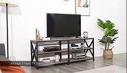 Topeakmart TV Stand for TVs up to 70 Inches, Industrial TV Console for Living Room, Metal Frame TV Cabinet with 3-Tier Storage Shelves, Gray