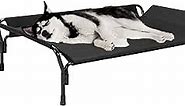 Veehoo Cooling Elevated Dog Bed, Dog Cots Beds for Large Dogs, Raised Dog Bed with Guardrail & Slope Headrest, Durable & Breathable Teslin Mesh, Dog Sofa Bed for Indoor & Outdoor, Large, Black