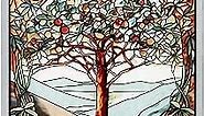 Design Toscano Stained Glass Panel - The Tree of Life Stained Glass Window Hangings - Art Glass Window Treatments, Living Room