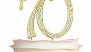 70 Cake Topper - Premium Gold Metal - 70th Birthday Party Sparkly Rhinestone Decoration Makes a Great Centerpiece - Now Protected in a Box