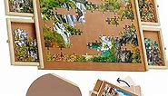 1500 Piece Wooden Jigsaw Puzzle Table - 4 Drawers, Rotating Puzzle Board | 35” X 28” Jigsaw Puzzle Board | Puzzle Cover Included - Portable Puzzle Tables for Adults and Kids by Beyond Innoventions