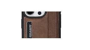 HARDISTON Premium iPhone 15 Pro Case Handmade Genuine Leather Hand Strap with Detachable Hook Snap-on Cover with Credit Card Slot - Perfect Protection for All Edges (Mocha)