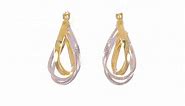 14K Two Tone Gold Polished and Textured Twisted Hoop Earrings