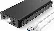 BONAI Portable Charger 30000mAh, (Huge Capacity,Flashlight)(Outdoor) 2.8A Output External Battery Pack with 2 Cables, 4A Input High-Speed Charging, Power Bank Compatible with iPhone 14/13 iPad -Black