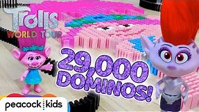 Poppy and Queen Barb + MORE Trolls in 29,000 Dominoes! | TROLLS WORLD TOUR