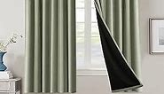 H.VERSAILTEX 100% Blackout Curtains for Bedroom with Black Liner Full Room Darkening Curtain 63 Inch Long Thermal Insulated Back Tab/Rod Pocket Window Treatment Drapes for Living Room, Sage, 2 Panels