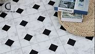 CiCiwind Peel and Stick Floor Tiles 12 PCS-12" x 12" Self Adhesive Black & White Marble Lattic Pattern Floor Tiles for Bathrooms，Kitchen，Living Room，Dining Room