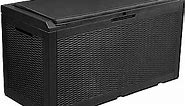 YITAHOME 100 Gallon Large Resin Deck Box Outdoor Storage with Cushion for Patio Furniture,Outdoor Cushions,Garden and Pool Supplies-Waterproof,Lockable (Black)