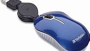 Verbatim Wired Optical USB-A Mini Mouse – Plug & Play Corded Small Travel Mouse – Blue 98616