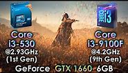 Core i3 530 (1st Gen) vs Core i3 9100F (9th Gen) | GTX 1660 6GB | Tested in Pc Games 1080p 1440p 4K