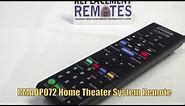 SONY RMADP072 Home Theater System Remote PN: 148994911 - www.ReplacementRemotes.com