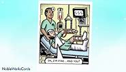 NobleWorks - Jumbo Funny Get Well Greeting Card (8.5 x 11 Inch) - Humor Cartoons, Feel Better Soon Card - I'm Fine J2592GWG