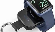 i.VALUX Portable Wireless Charger for Apple Watch Series 9/8/UItra/7/6/5/4/3/2/SE/Nike,Compact Magnetic iWatch Charger 1000mAh Extra Power Bank Keychain Style Gift Your Father Mother Birthday-Black