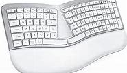PEIOUS Ergonomic Keyboard, Bluetooth Keyboard Multi-Device Rechargeable with Split Keyboard Layout and Wrist Rest, USB Ergo Wireless Keyboard for Mac and Windows, Laptop, Computer, Silver
