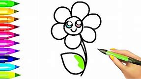 Simple Flower Coloring Pages for Kids | Easy example how to draw and color flowers