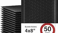 Fuxury Bubble Mailers, 4x8 Inch 50Pcs Black Bubble Envelopes, Self-Seal Adhesive,Water Resistance,Strong Padded Envelopes for Small Items, Small Business, Shipping Bags, Packaging, Mailing Bulk#000