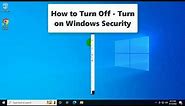 How to Disable or Enable Windows Security/Turn Off - Turn On Windows Defender on windows 10