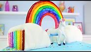 TRIPLE RAINBOW UNICORN CAKE - How to make a 3D Surprise Inside Cloud Cake