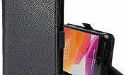 TORRO Phone Case Compatible with iPhone SE/8/7 – Premium, Genuine Leather Cover with Card Slots and Horizontal Viewing Stand (Black)