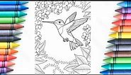 Nature coloring pages ||cute bird coloring pages ||easy flower coloring nature pages