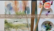 Spontaneous Autumn Watercolor Landscape