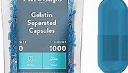 PureCaps USA - Empty Gelatin Capsules Size 0, 1,000 Empty Separated Gel Pills, Light Blue, Non-GMO Certified, Kosher, Gluten Free and Halal Certified, Pure Beef Gel Pill Capsules Empty