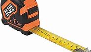 Klein Tools 9375 Tape Measure, Heavy-Duty Measuring Tape with 7.5 m Metric Double-Hook Double-Sided Nylon Reinforced Blade, Metal Belt Clip