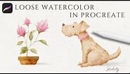 How to Paint a Watercolor Flower Pot and Dog in Procreate | Loose Watercolor Tutorial for Procreate