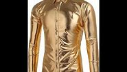 Review on Men's Metallic Disco Shiny Slim Fit shirt..