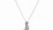 Sterling Silver Black and White Diamond Penguin Pendant Necklace, 18