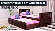 Pear Kids Trundle Bed With Storage (Walnut Finish) - Wooden Street